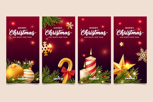 Colección de historias de instagram navideñas realistas