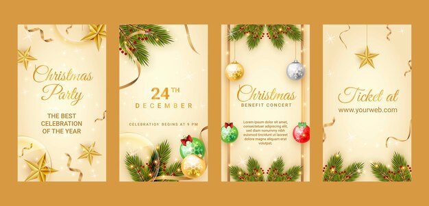 Colección de historias de instagram navideñas realistas