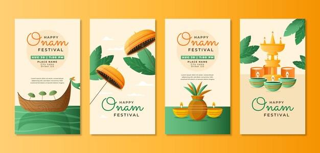 Colección de historias de instagram de onam degradado