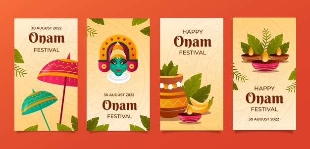 Colección de historias de instagram de onam degradado