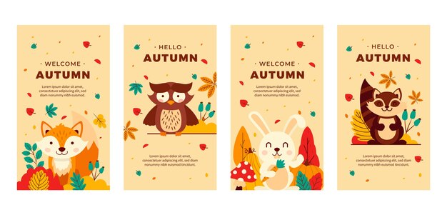 Colección de historias de Instagram planas para la temporada de otoño