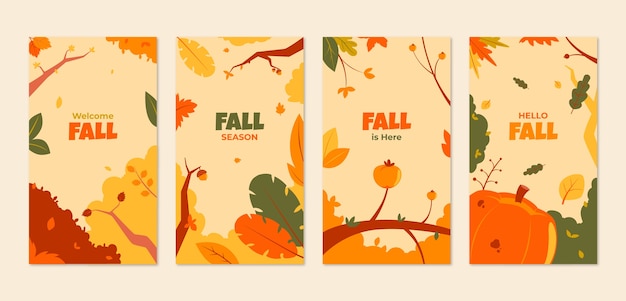 Colección de historias de Instagram planas para la temporada de otoño