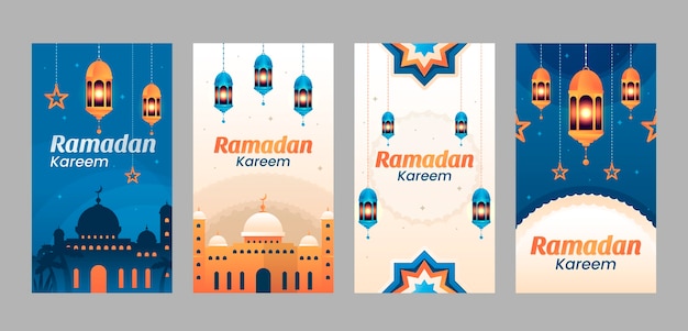 Vector gratuito colección de historias de instagram de ramadán degradado