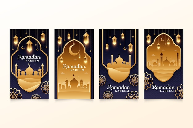 Vector gratuito colección de historias de instagram de ramadán degradado