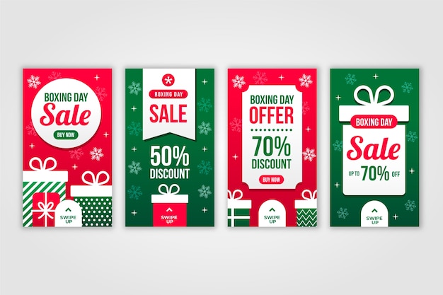 Colección de historias de instagram de rebajas de boxing day