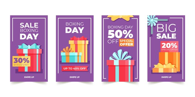 Colección de historias de instagram de rebajas de boxing day