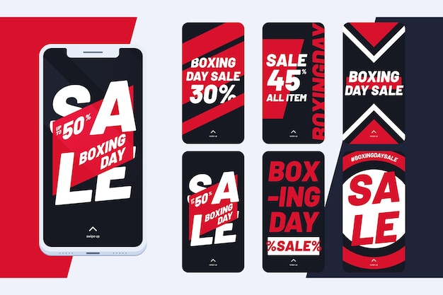 Colección de historias de instagram de rebajas de boxing day