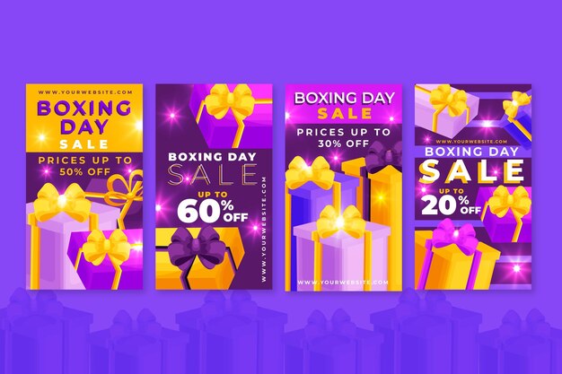 Colección de historias de instagram de rebajas de boxing day