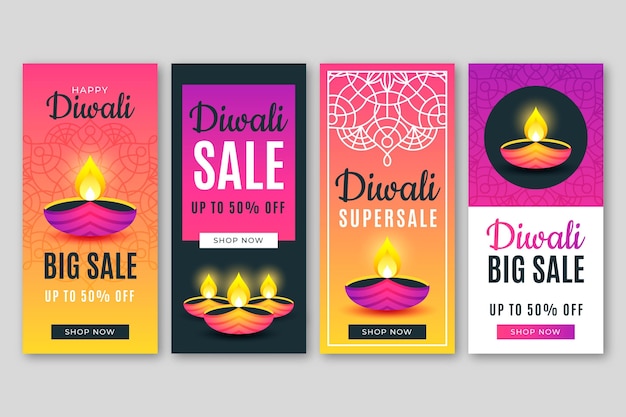 Colección de historias de instagram de rebajas de diwali