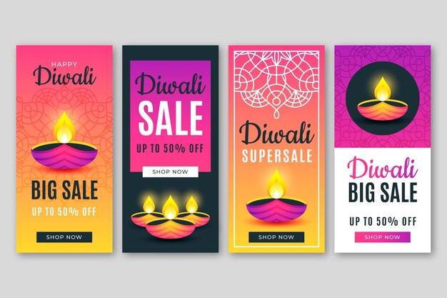 Colección de historias de instagram de rebajas de diwali