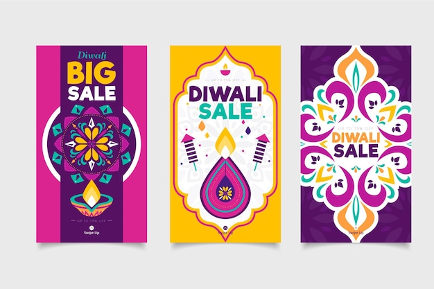 Colección de historias de instagram de rebajas de diwali