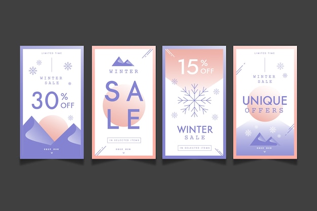 Colección de historias de instagram de rebajas de invierno