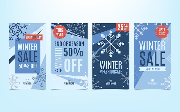 Colección de historias de instagram de rebajas de invierno