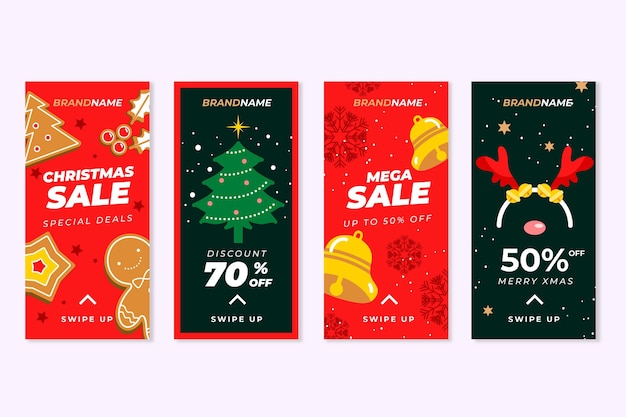 Colección de historias de instagram de rebajas de navidad