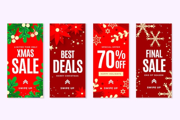Colección de historias de instagram de rebajas de navidad
