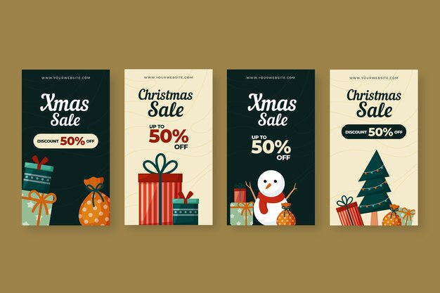 Colección de historias de instagram de rebajas de navidad