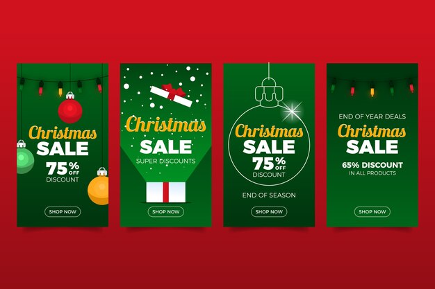 Colección de historias de instagram de rebajas de navidad