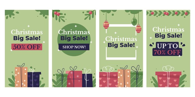 Colección de historias de instagram de rebajas de navidad