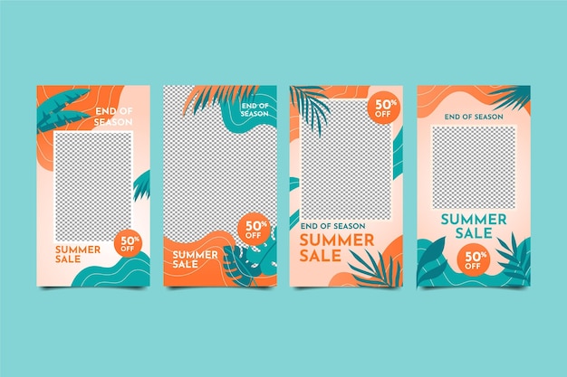 Colección de historias de instagram de rebajas de verano de fin de temporada