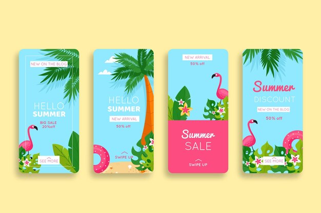 Colección de historias de instagram de rebajas de verano