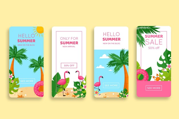 Colección de historias de instagram de rebajas de verano