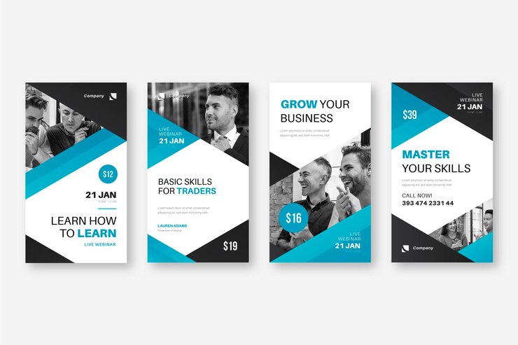 Vector gratuito colección de historias de instagram de seminarios web