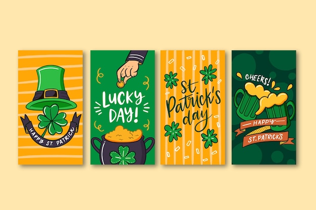 Vector gratuito colección de historias de instagram con st. diseño del día de patricks