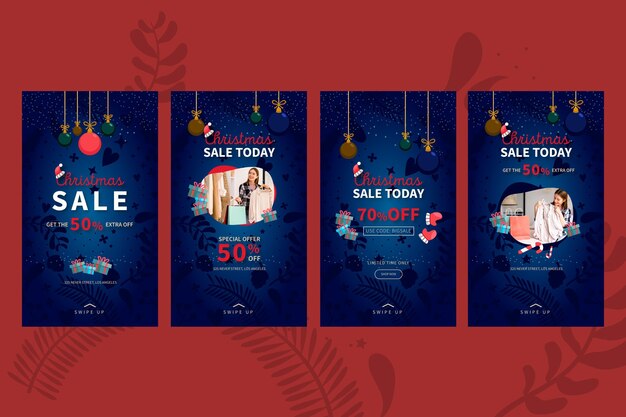 Colección de historias de instagram de ventas navideñas