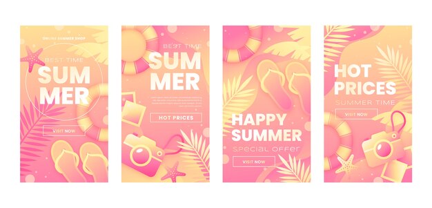 Colección de historias de instagram de verano degradado