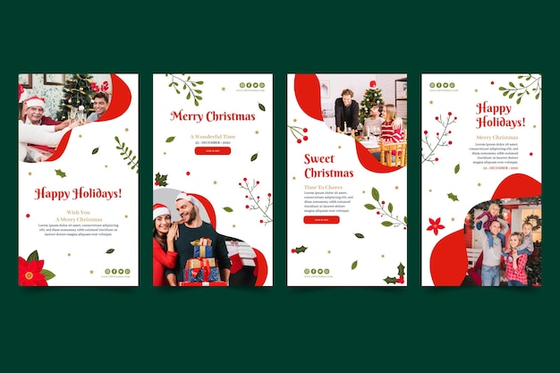 Vector gratuito colección de historias navideñas de instagram