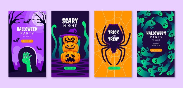 Vector gratuito colección de historias planas de instagram para la temporada de halloween