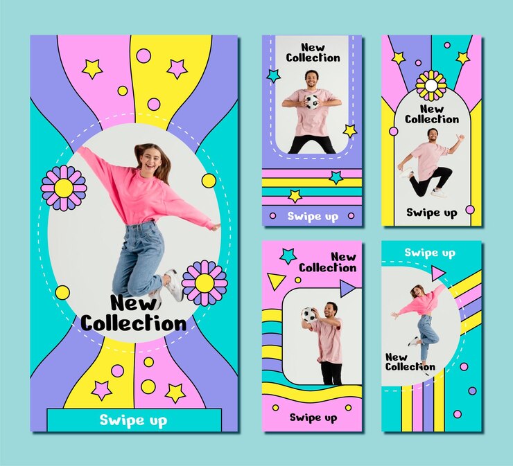 Vector gratuito colección de historias de rebajas de instagram dibujadas a mano