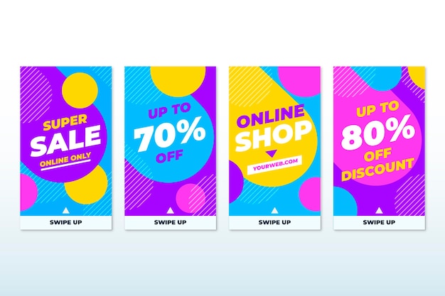 Colección de historias de rebajas de instagram plana