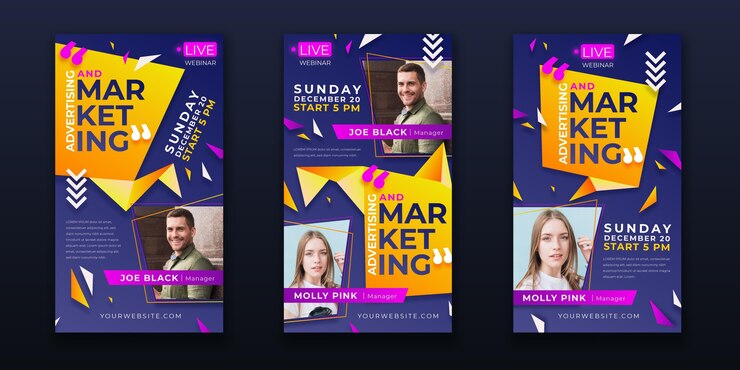 Vector gratuito colección de historias de redes sociales de seminarios web