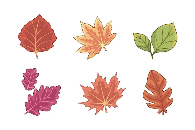 Vector gratuito colección hojas de otoño dibujadas a mano