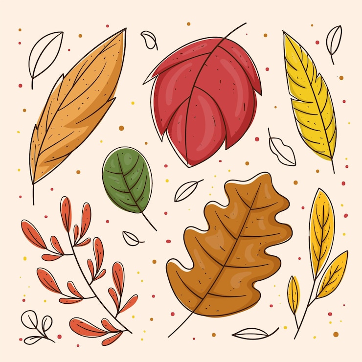 Vector gratuito colección de hojas de otoño en diseño plano