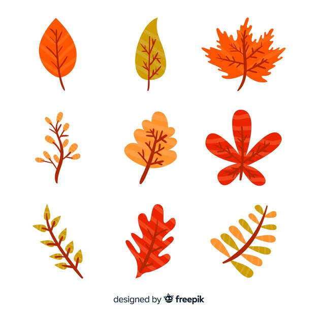 Vector gratuito colección de hojas de otoño estilo dibujado a mano