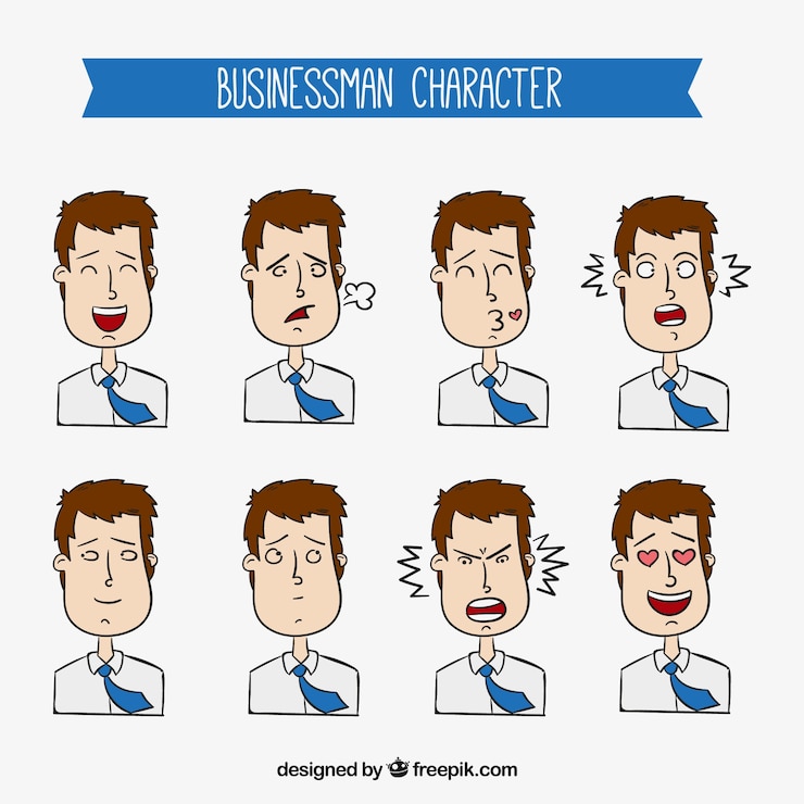 Vector gratuito colección de hombre de negocios expresivo