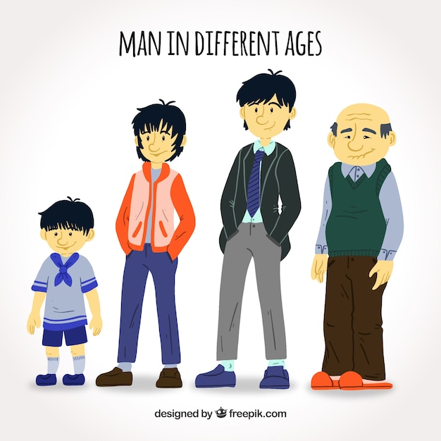 Colección de hombres asiáticos en edades diferentes