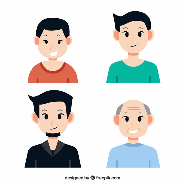 Colección de hombres asiáticos en edades diferentes