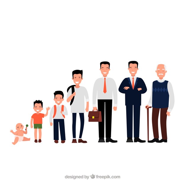 Colección de hombres asiáticos en edades diferentes