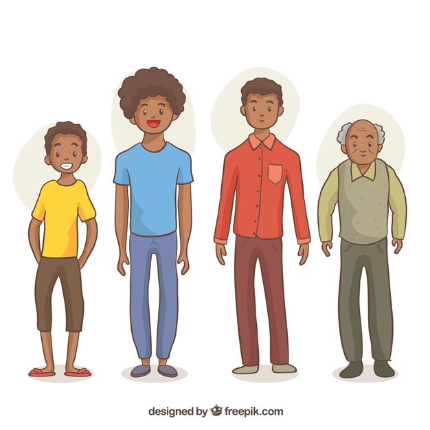Colección de hombres negros en edades diferentes