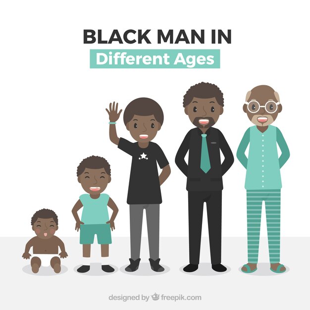 Colección de hombres negros en edades diferentes