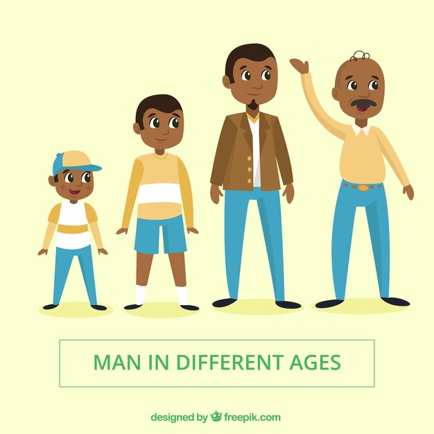 Colección de hombres negros en edades diferentes