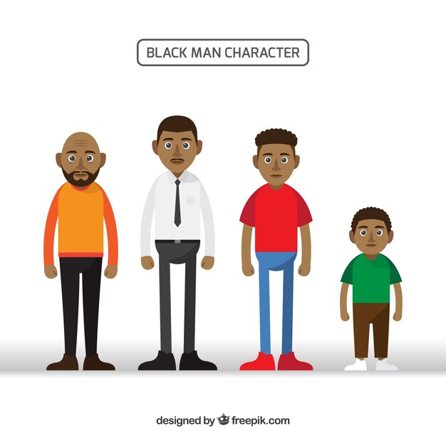 Colección de hombres negros en edades diferentes