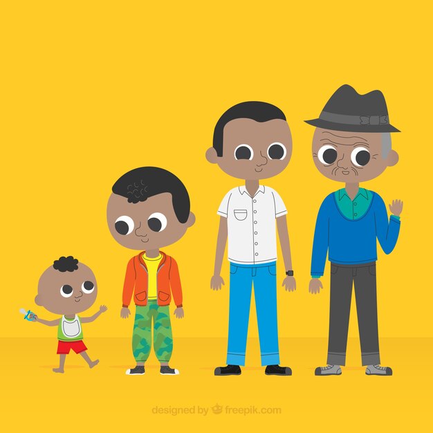 Colección de hombres negros en edades diferentes