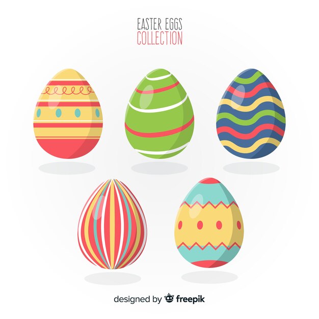 Colección de huevos del día de pascua en diseño plano