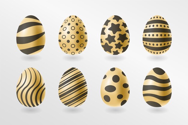 Colección de huevos de oro del día de pascua