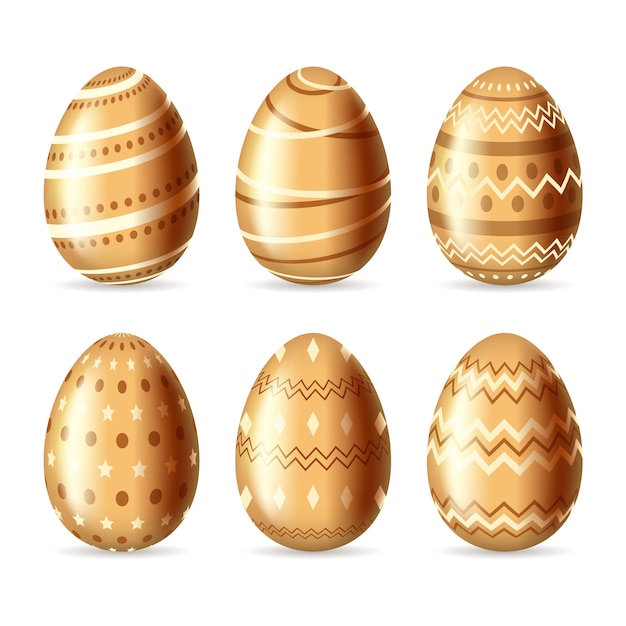 Vector gratuito colección de huevos de oro del día de pascua