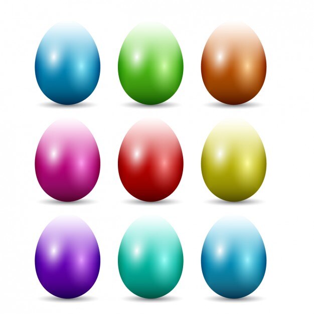 Colección de huevos de pascua de colores